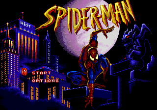 Spiderman title screen for Sega Genesis